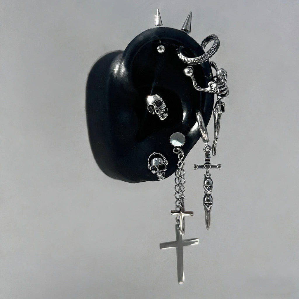 Skull, Cross & Tentacle Ear Stack detail 4