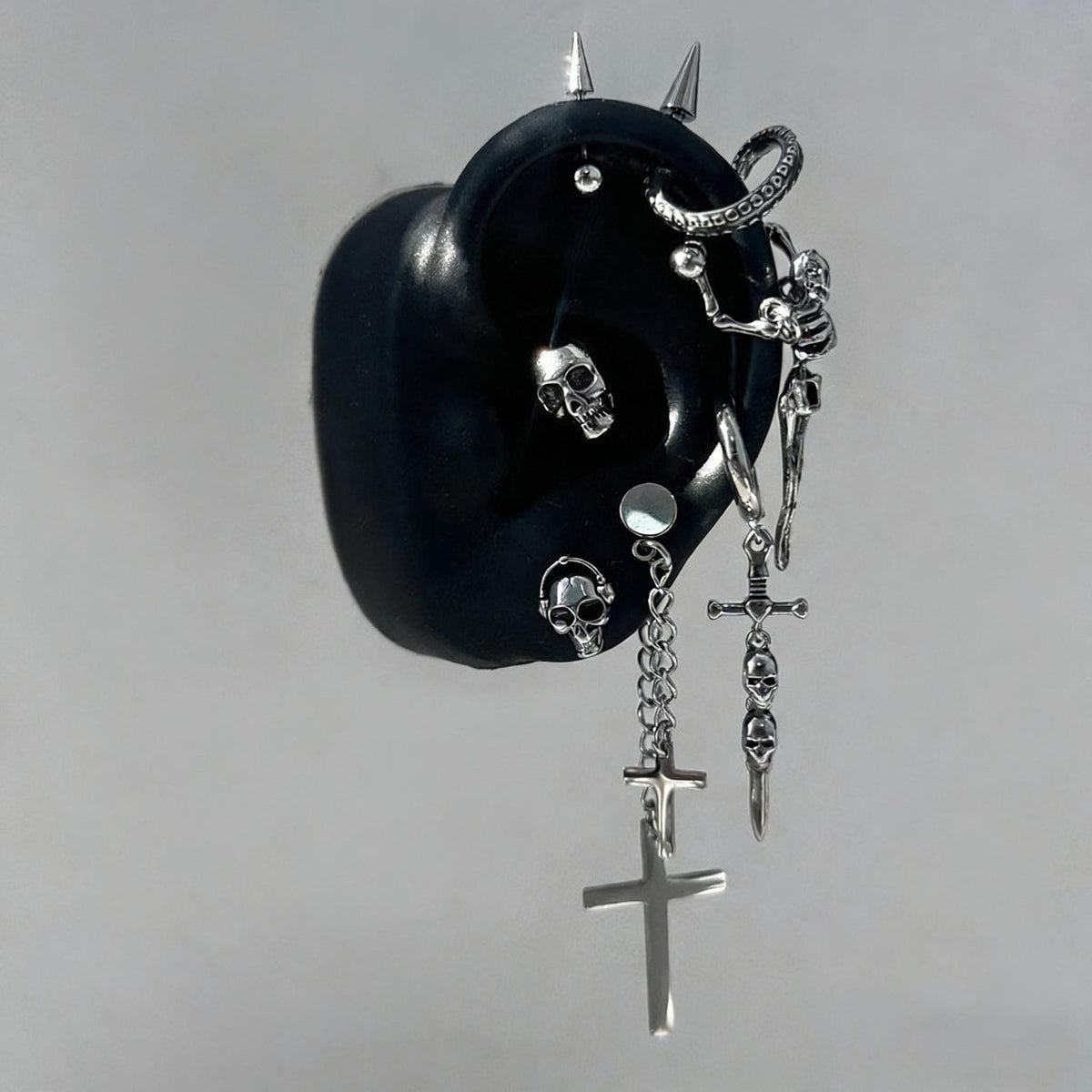 Skull, Cross & Tentacle Ear Stack detail 4
