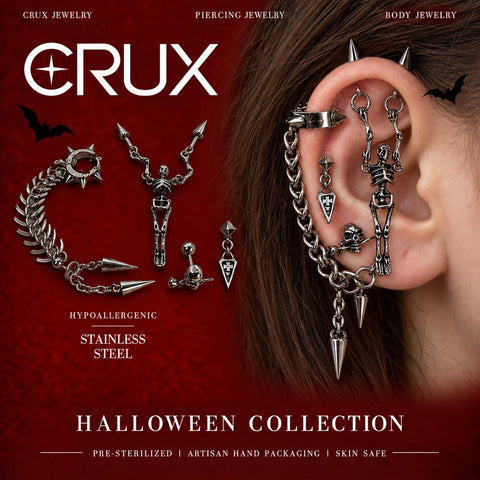 Skeleton Skull & Spike Ear Stack Set