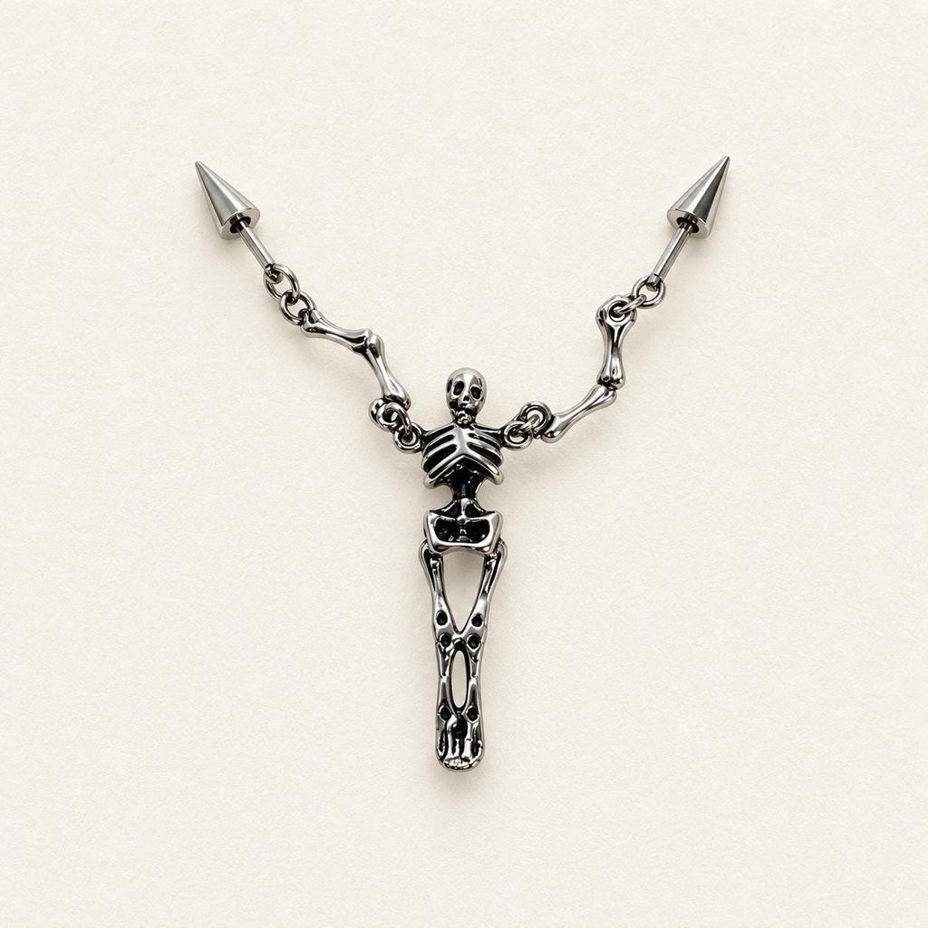 Skeleton Skull & Spike Ear Stack Set detail 3