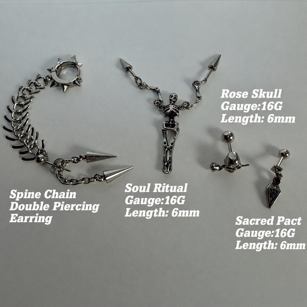 Skeleton Skull & Spike Ear Stack Set detail 8