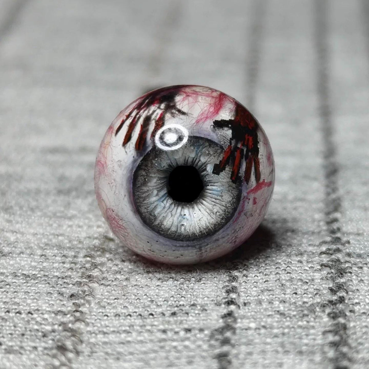 Bloody Handprint Eyeball Titanium Barbell detail 2