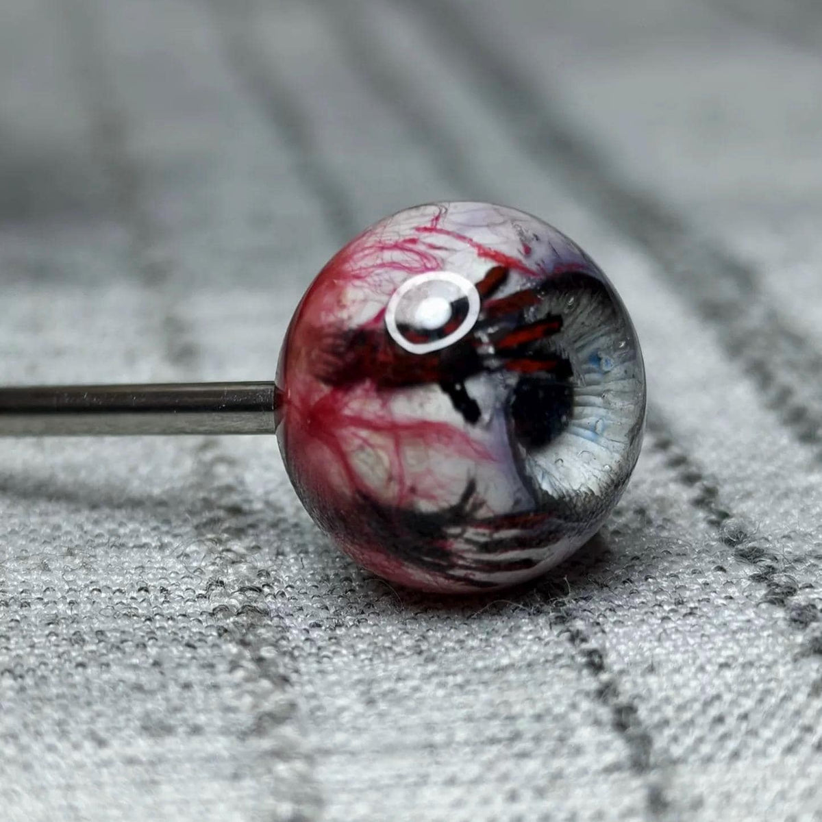 Bloody Handprint Eyeball Titanium Barbell detail 4