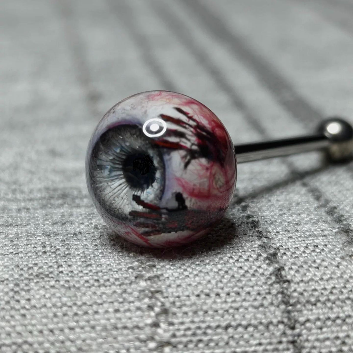 Bloody Handprint Eyeball Titanium Barbell detail 6