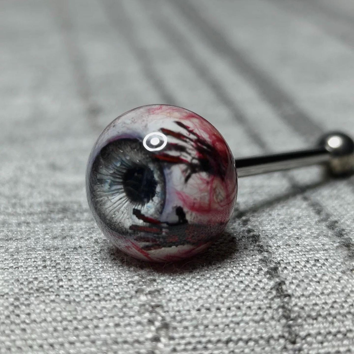 Bloody Handprint Eyeball Titanium Barbell detail 7