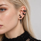 Rose Dagger & Bat Wing Stud Earring detail 3
