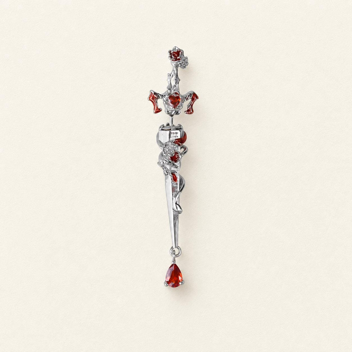 Rose Dagger & Bat Wing Stud Earring detail 4