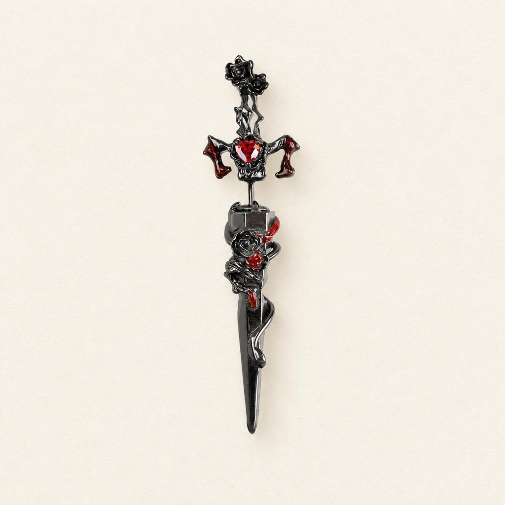 Rose Dagger & Bat Wing Stud Earring detail 5