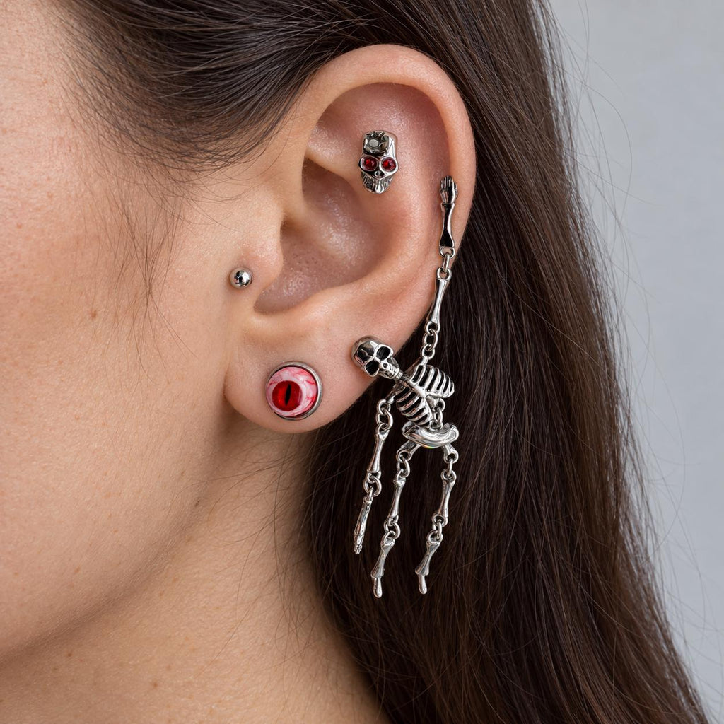 Red Eyeball, Skull & Skeleton Earring Set detail 3