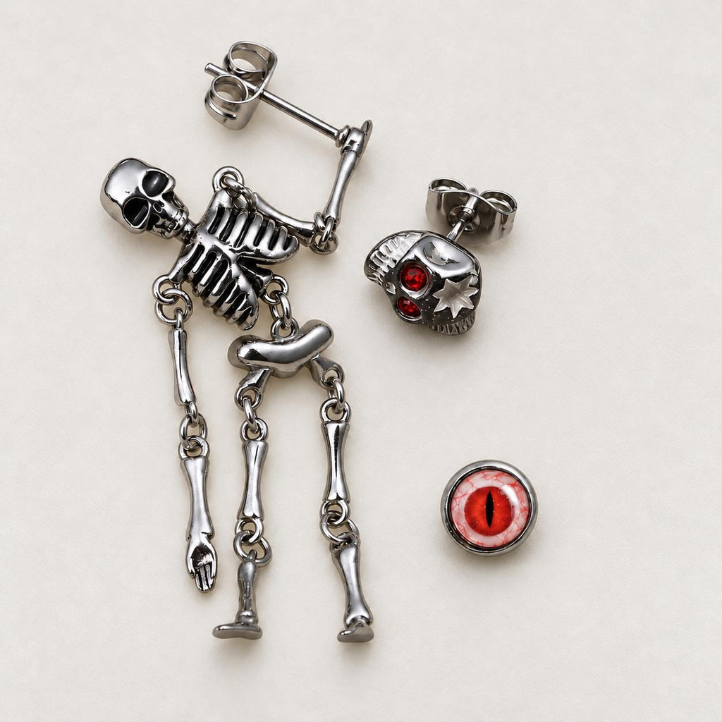 Red Eyeball, Skull & Skeleton Earring Set detail 7
