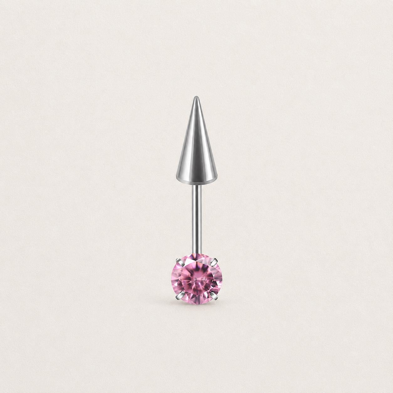 Round CZ & Spike Barbell Pink Charm detail 7