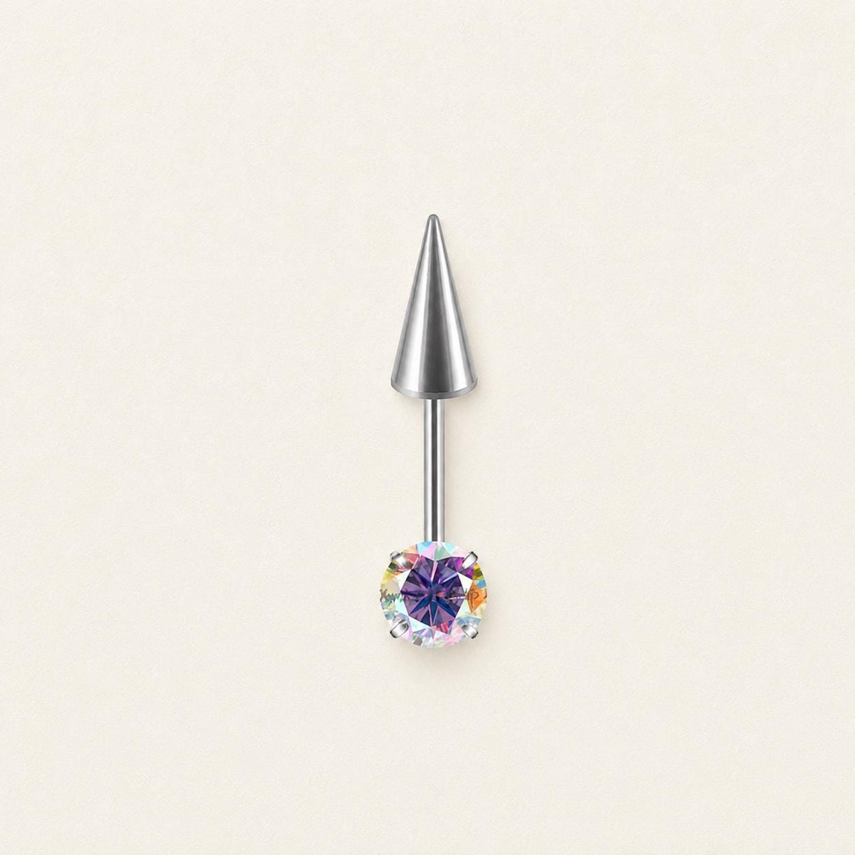 Round CZ & Spike Barbell Aurora Prism detail 9