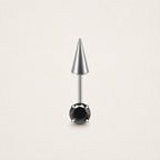 Round CZ & Spike Barbell Onyx Night detail 10