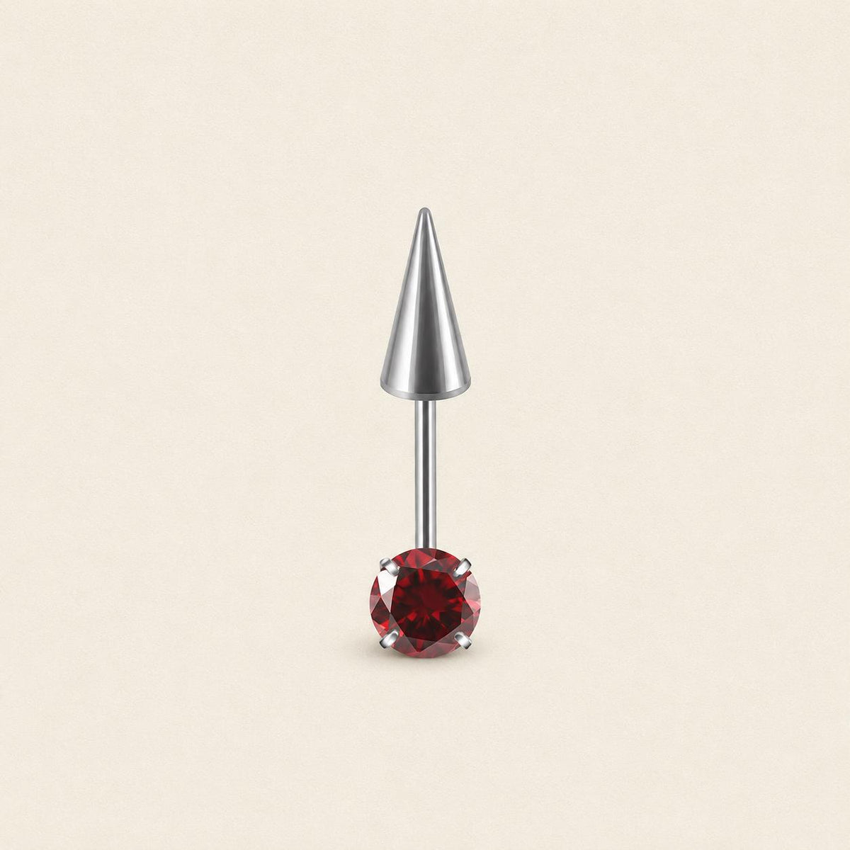 Round CZ & Spike Barbell Ruby Flame detail 13