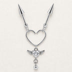 Devil Winged Heart Chain Crystal Angel detail 7