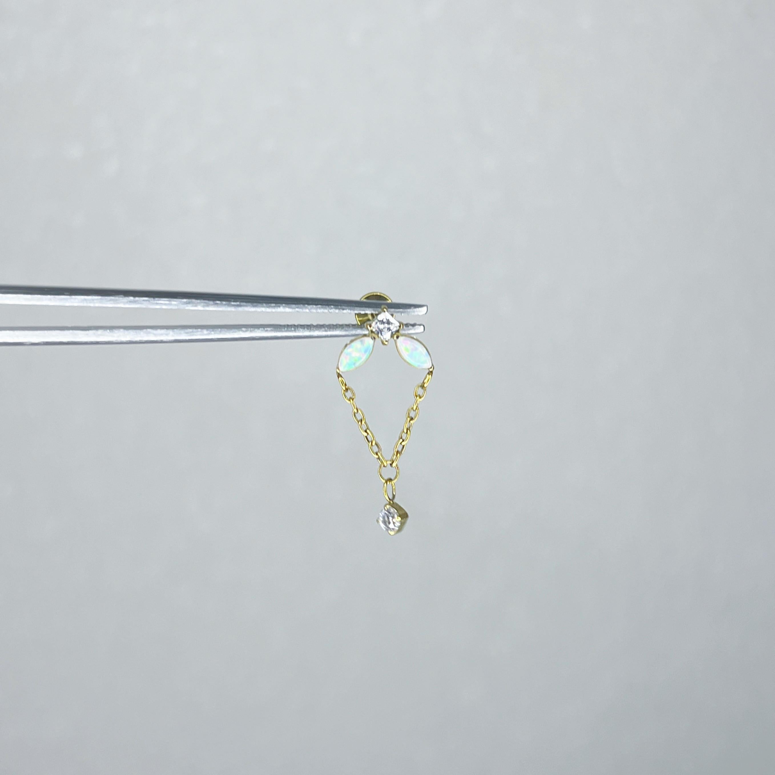 Iridescent Leaf Chain Dangle detail 4