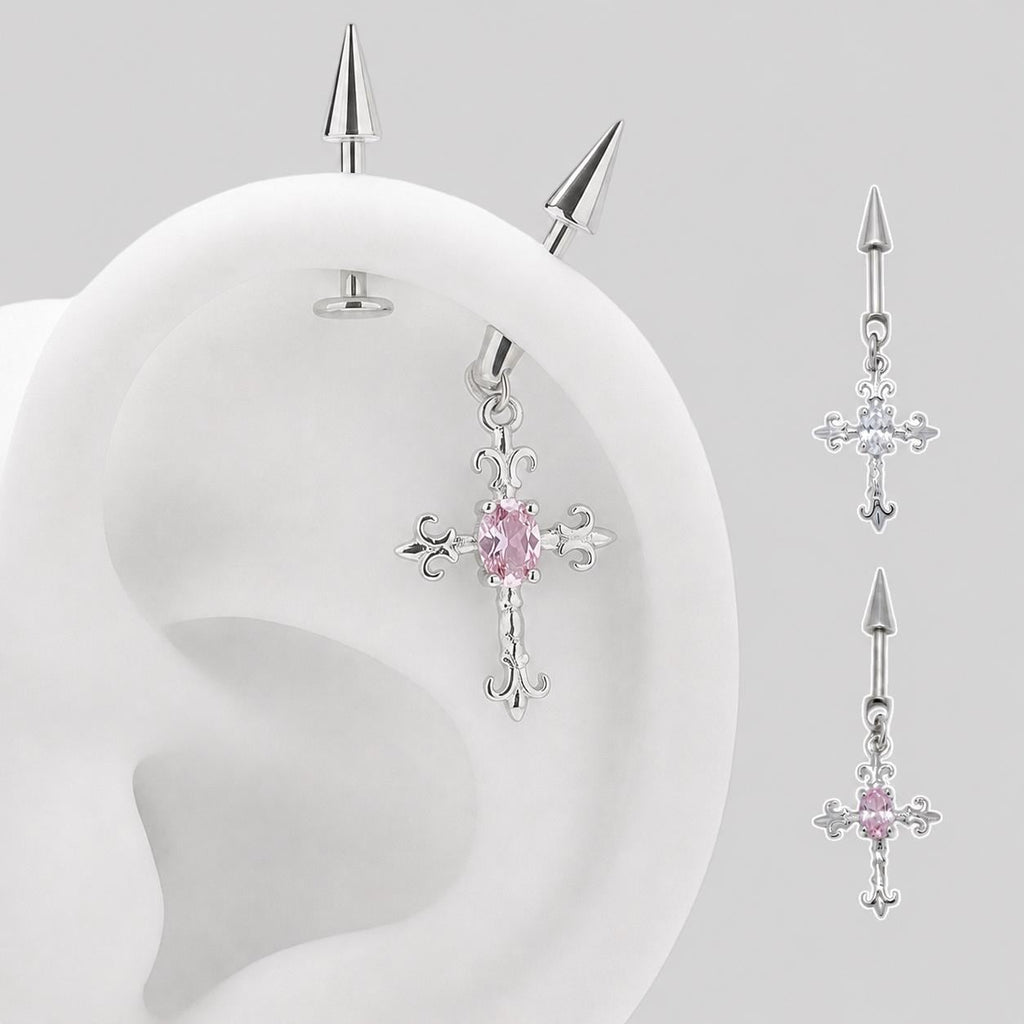Gothic CZ Cross Dangle detail 6