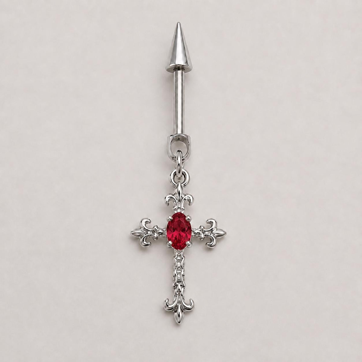 Gothic CZ Cross Dangle Crimson Oath detail 7