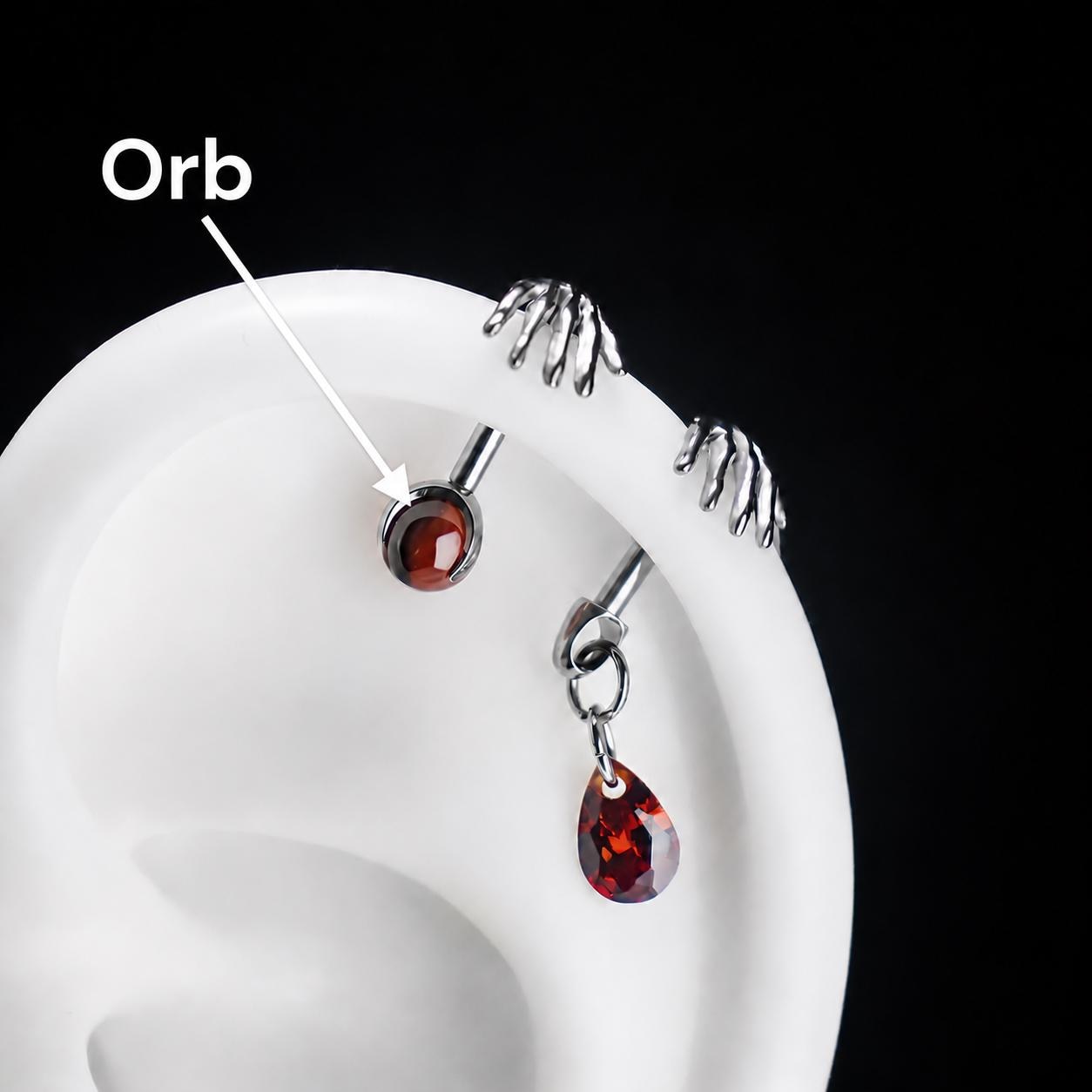 Skeleton Hand Crystal Barbell Orb｜Crimson Flame detail 4