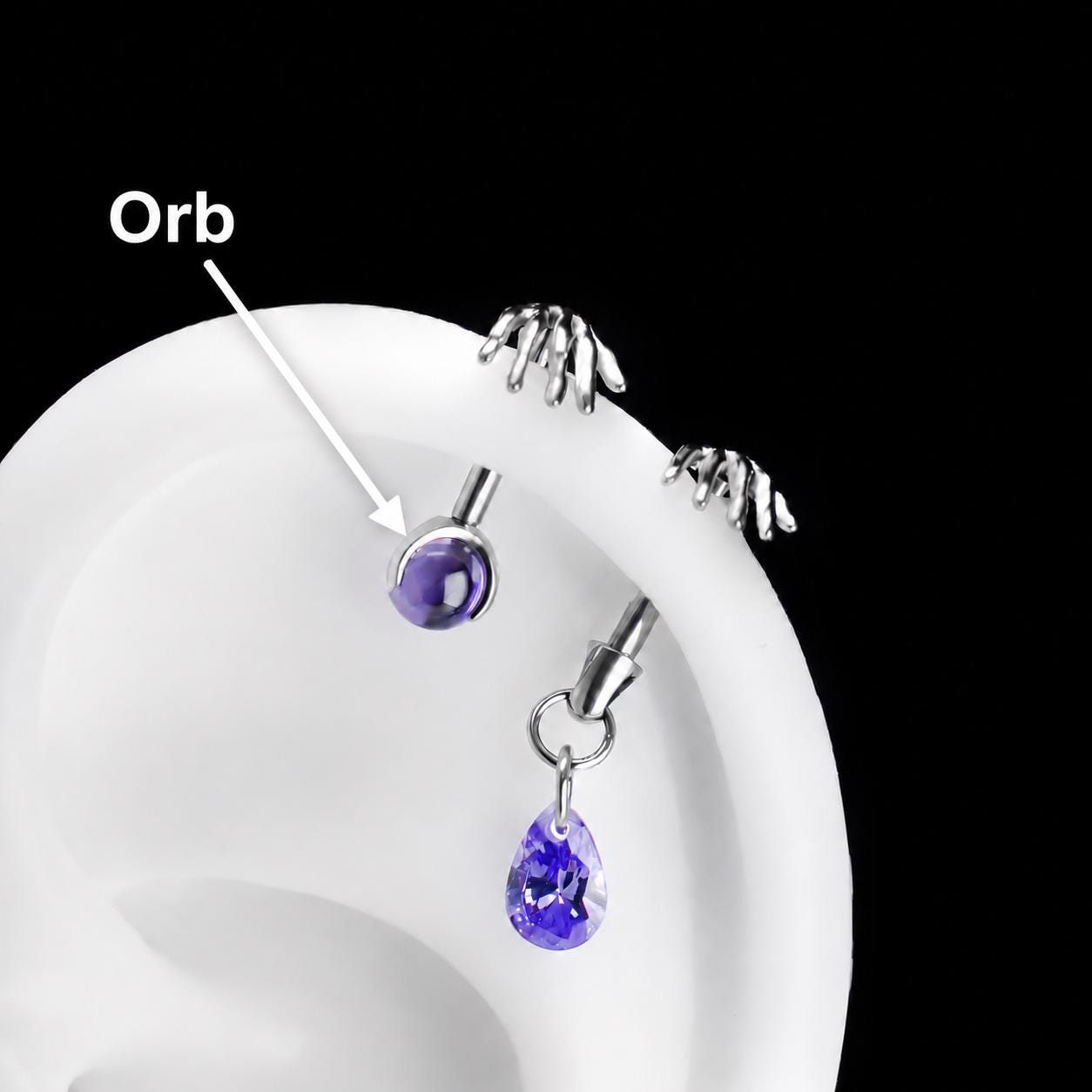 Skeleton Hand Crystal Barbell Orb｜Violet Spell detail 10