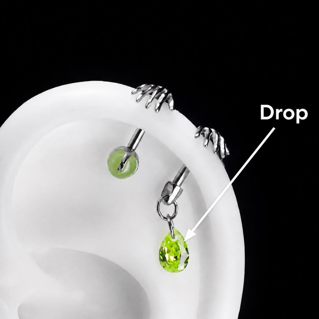 Skeleton Hand Crystal Barbell Drop｜Lime Spark detail 13