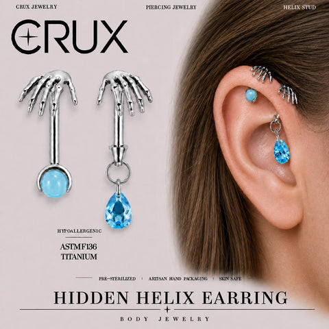 Skeleton Hand Crystal Barbell