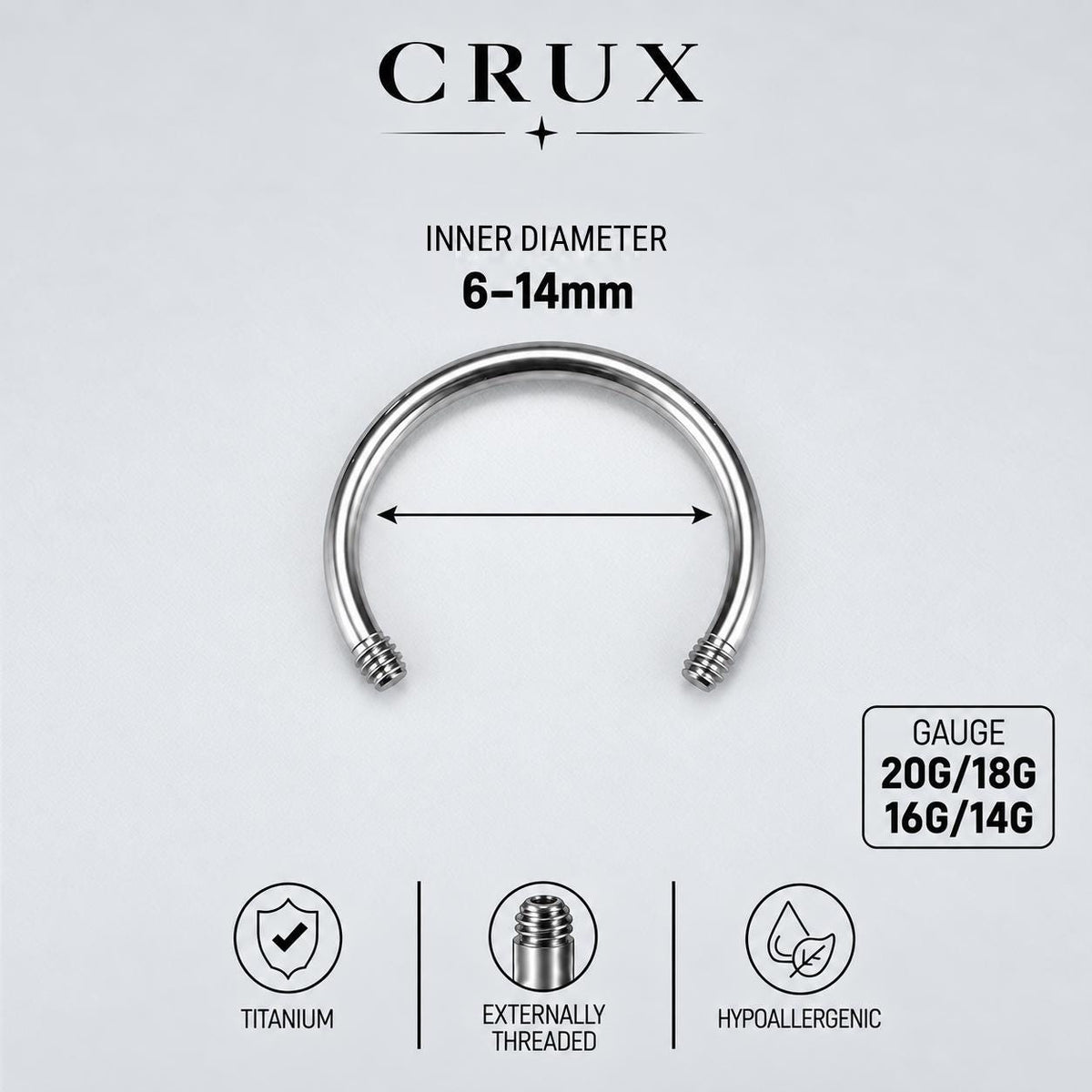 Customizable Titanium Horseshoe Barbell detail 16