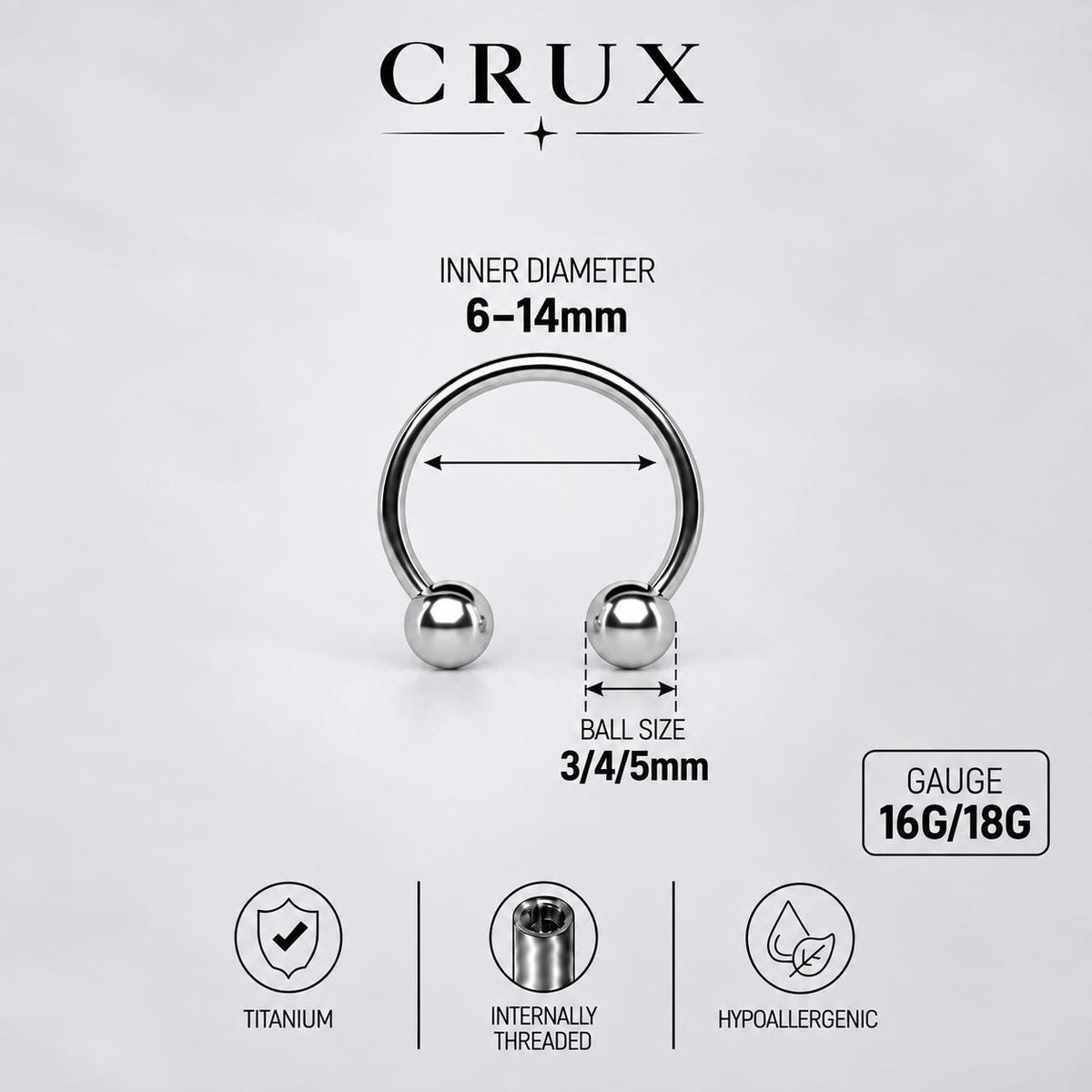 Classic Titanium Horseshoe Ring detail 15