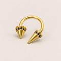 Asymmetrical Crystal Spike Titanium Horseshoe Ring detail 9