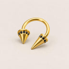 Asymmetrical Crystal Spike Titanium Horseshoe Ring detail 9