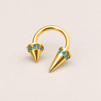 Asymmetrical Crystal Spike Titanium Horseshoe Ring detail 11