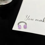 Resin Ball Titanium Horseshoe Ring detail 4