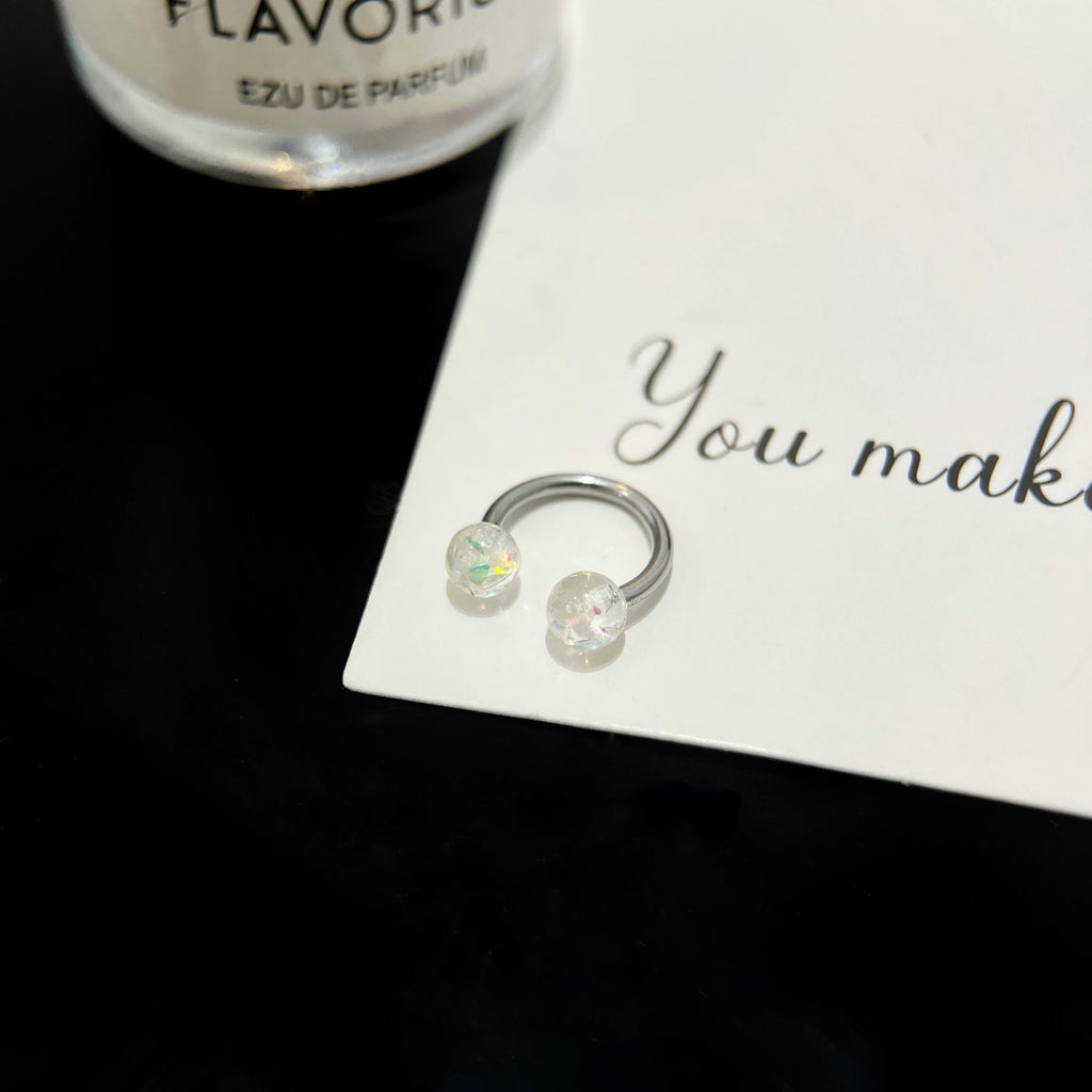 Resin Ball Titanium Horseshoe Ring detail 6