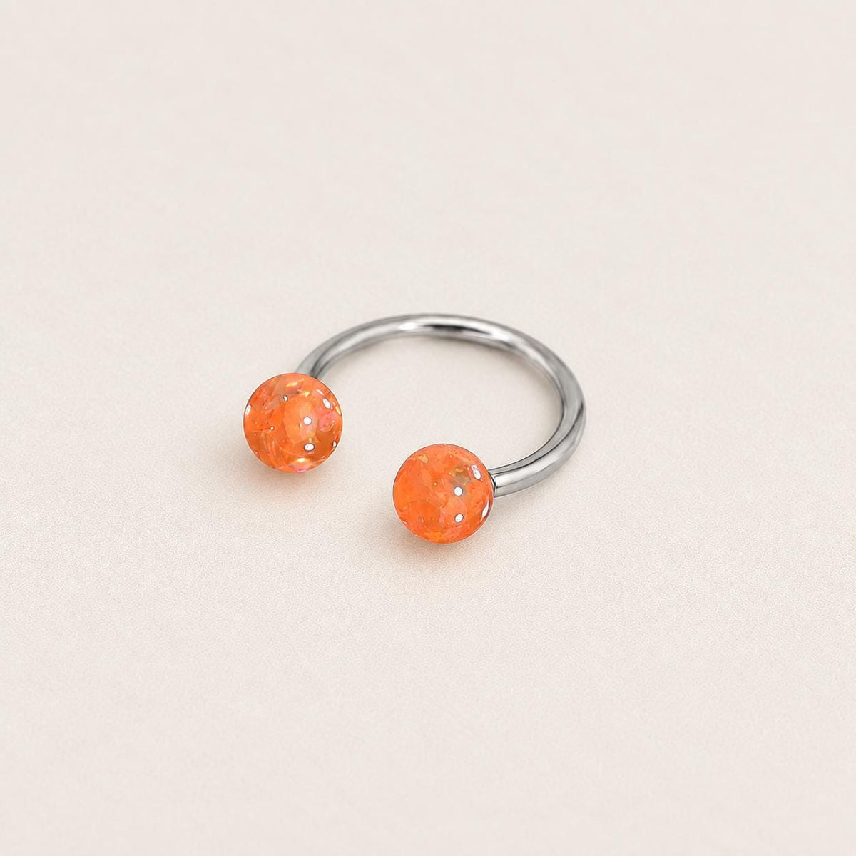 Resin Ball Titanium Horseshoe Ring detail 8