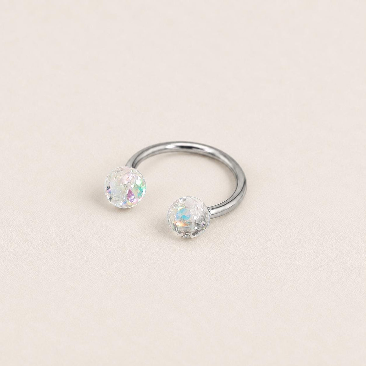Resin Ball Titanium Horseshoe Ring detail 10