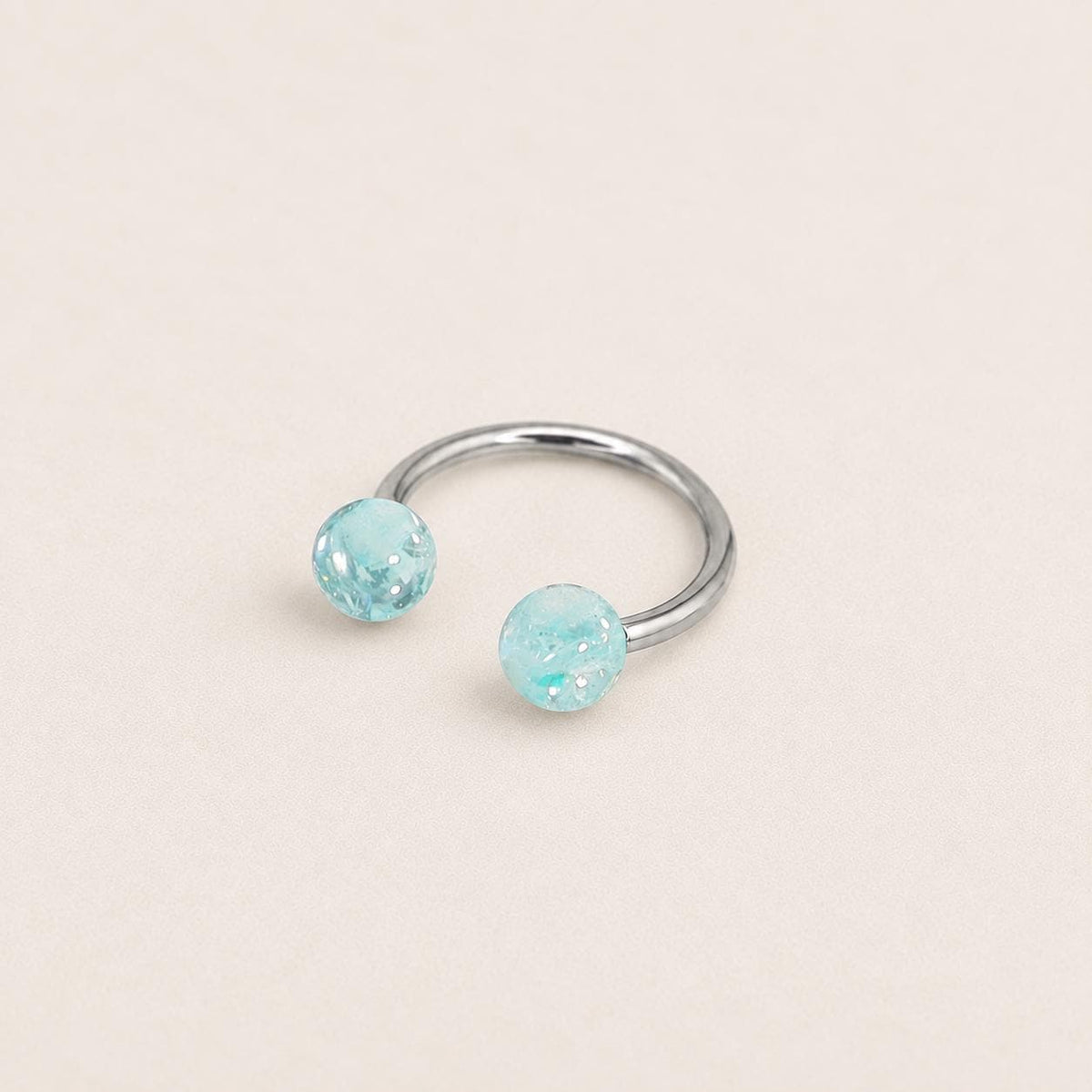 Resin Ball Titanium Horseshoe Ring detail 11