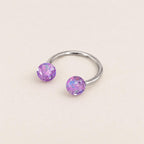 Resin Ball Titanium Horseshoe Ring detail 12