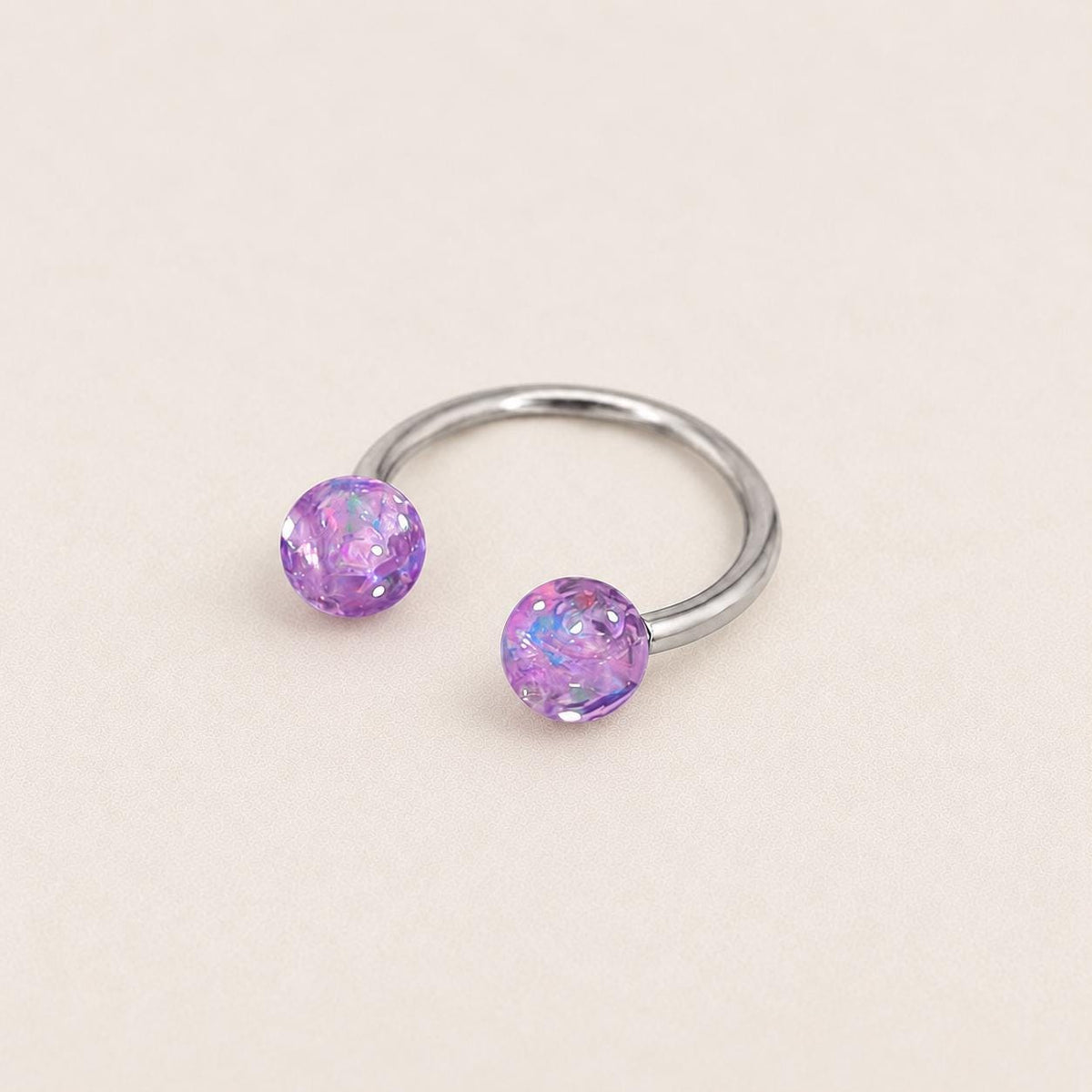 Resin Ball Titanium Horseshoe Ring detail 12