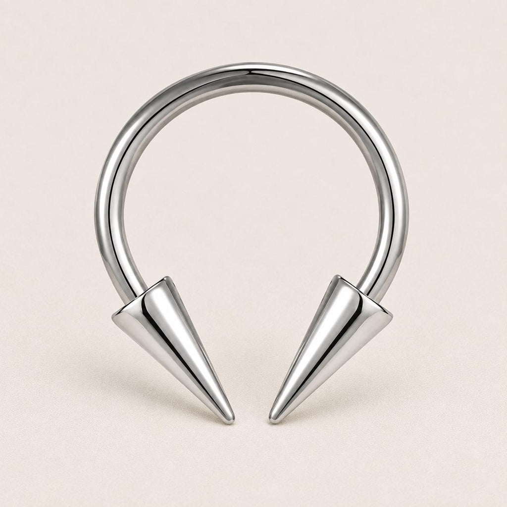 Edgy Spike Titanium Horseshoe Ring detail 5