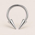 Edgy Spike Titanium Horseshoe Ring detail 5