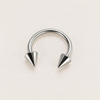 Edgy Spike Titanium Horseshoe Ring detail 6