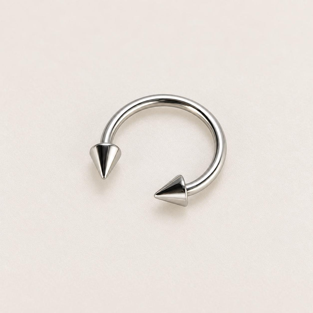 Edgy Spike Titanium Horseshoe Ring detail 7