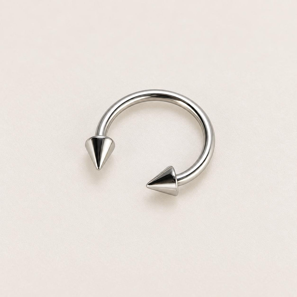 Edgy Spike Titanium Horseshoe Ring detail 7