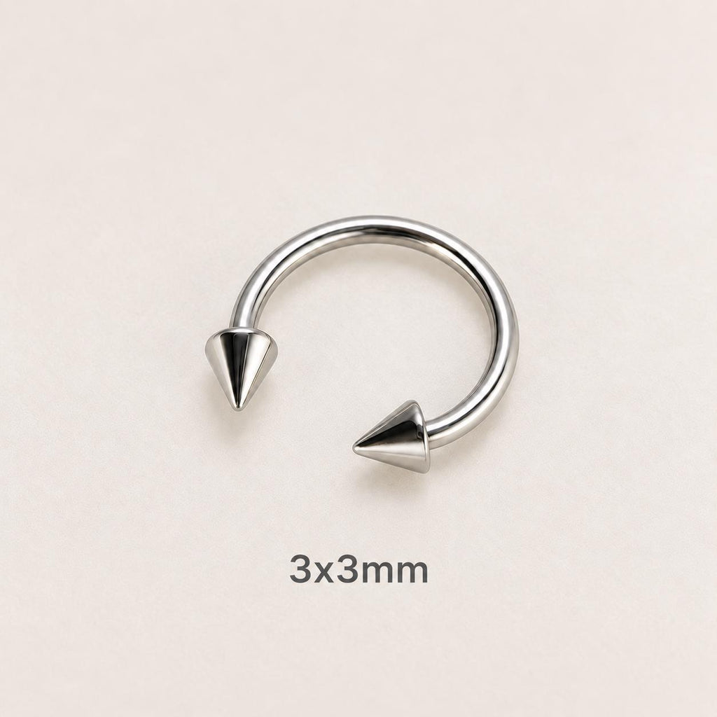 Edgy Spike Titanium Horseshoe Ring detail 8