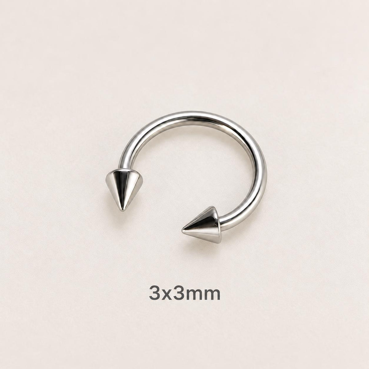 Edgy Spike Titanium Horseshoe Ring detail 8