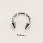 Edgy Spike Titanium Horseshoe Ring detail 9