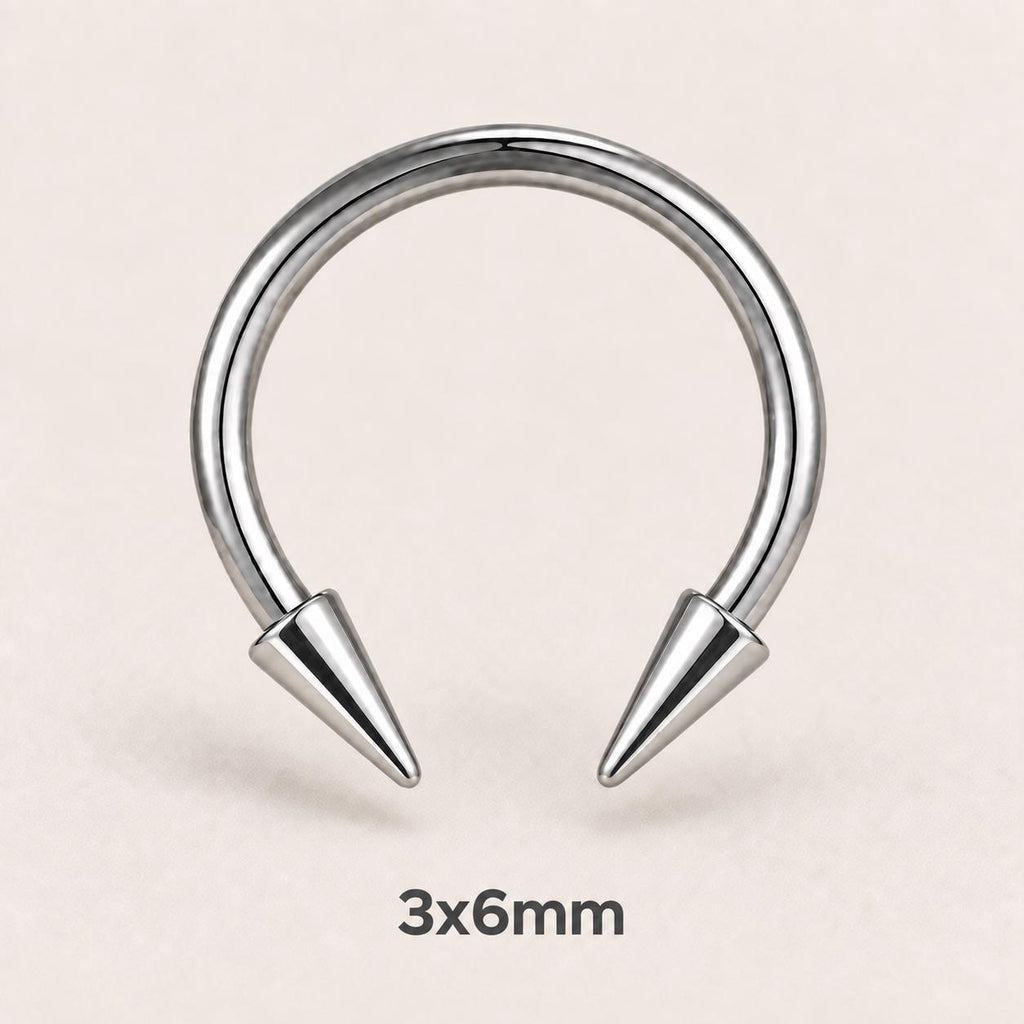 Edgy Spike Titanium Horseshoe Ring detail 11