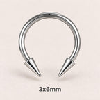 Edgy Spike Titanium Horseshoe Ring detail 11