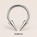 Edgy Spike Titanium Horseshoe Ring detail 12