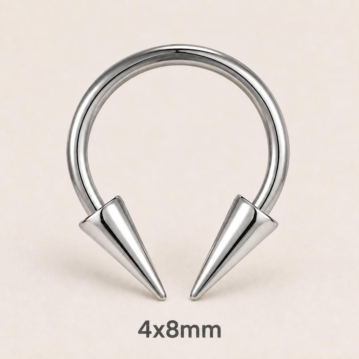 Edgy Spike Titanium Horseshoe Ring detail 12